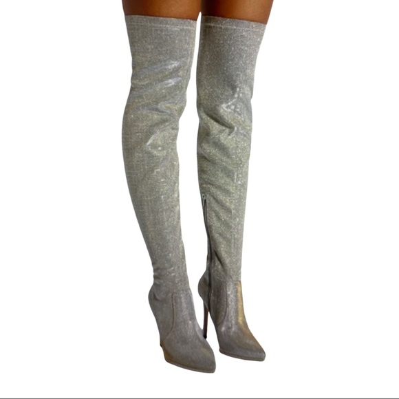 Stiletto heeled boots sparkly High heels with Platform NWT size 8 - Picture 5 of 8